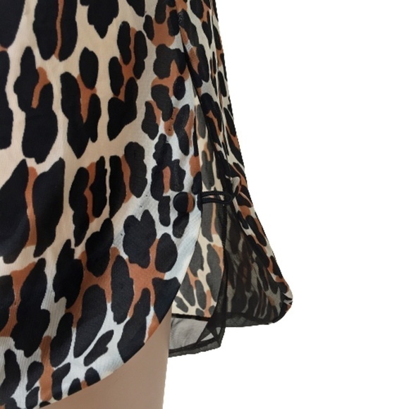 VINTAGE 60s Vanity Fair Sheer Leopard Chiffon Slip Buttons - Picture 6 of 12